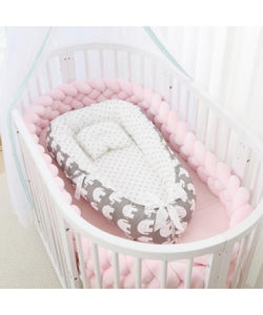 85*50cm Baby Nest Bed with Pillow Portable Crib Travel Bed Infant Toddler Cotton Cradle for Newborn Baby Bed Bassinet Bumper